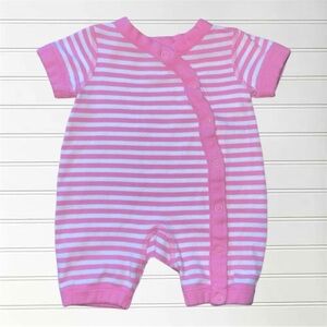 HANNA ANDERSSON EUC Girls 100% Cotton Bubblegum Striped Kimono Style Romper